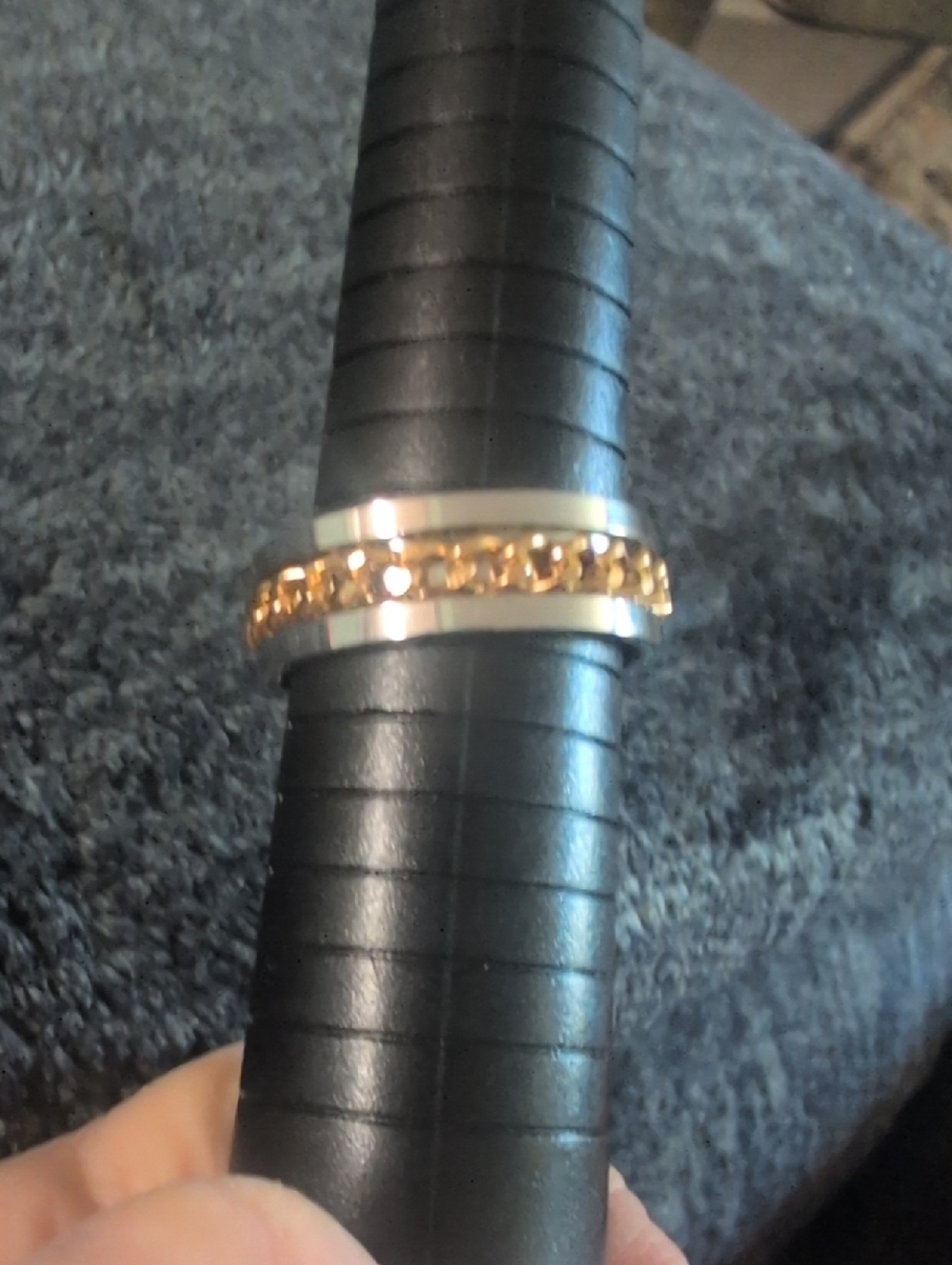 Spinner  Ring Two-Tone Gold and Silver Chain Band Ring - Women's Jewelry